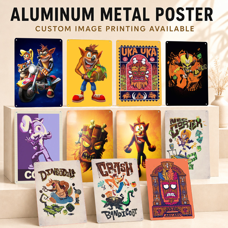 Arcade Quest - Crash Bandicoot Textured Posters Personalized Aluminum