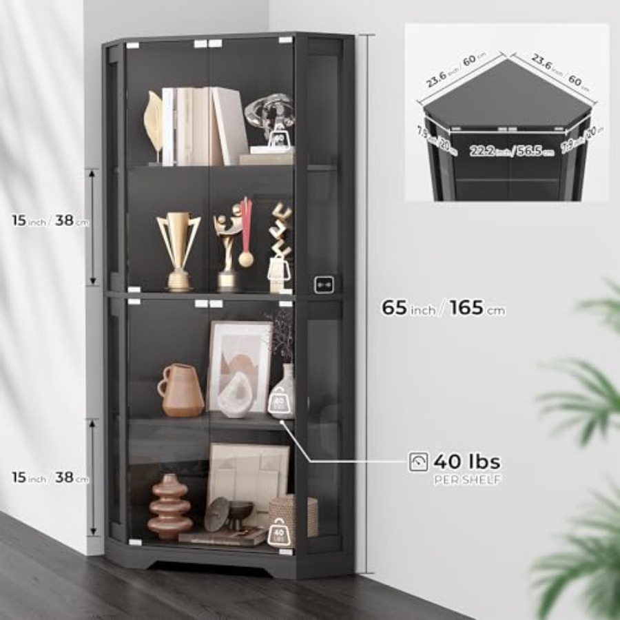 Lighted Corner Display Cabinet - Glass Cabinet Display 评论和价格