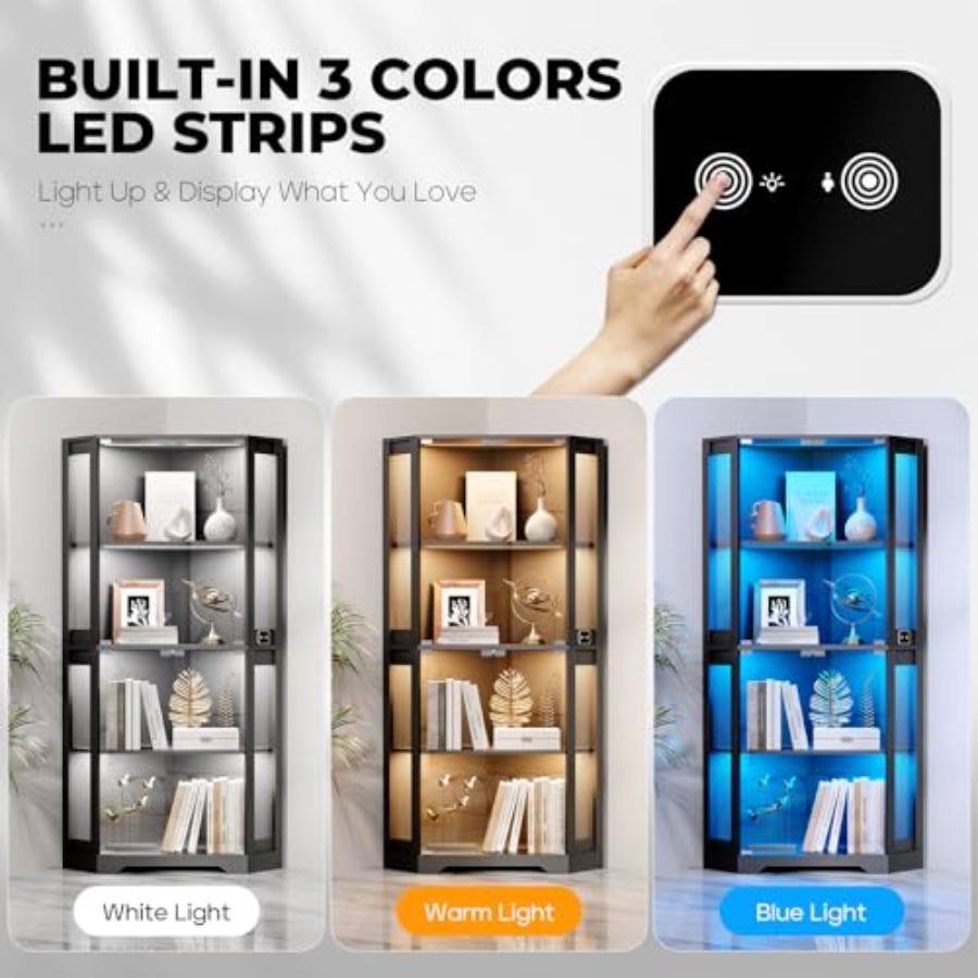 Lighted Corner Display Cabinet - Glass Cabinet Display 评论和价格