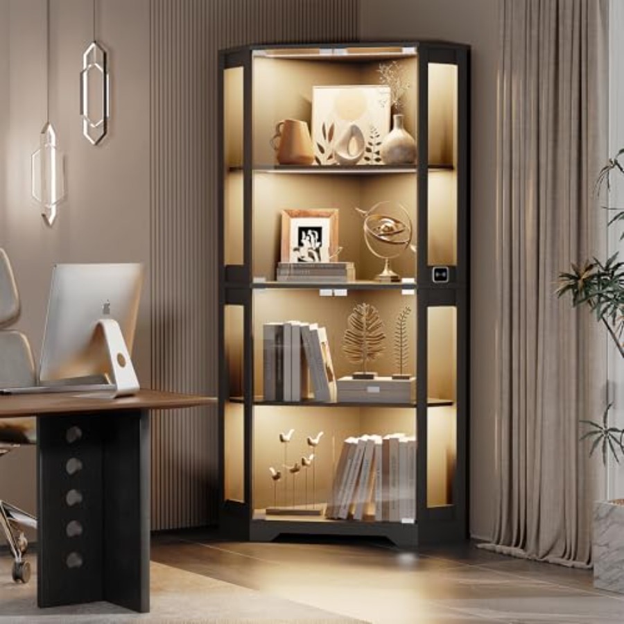 Lighted Corner Display Cabinet - Glass Cabinet Display 评论和价格