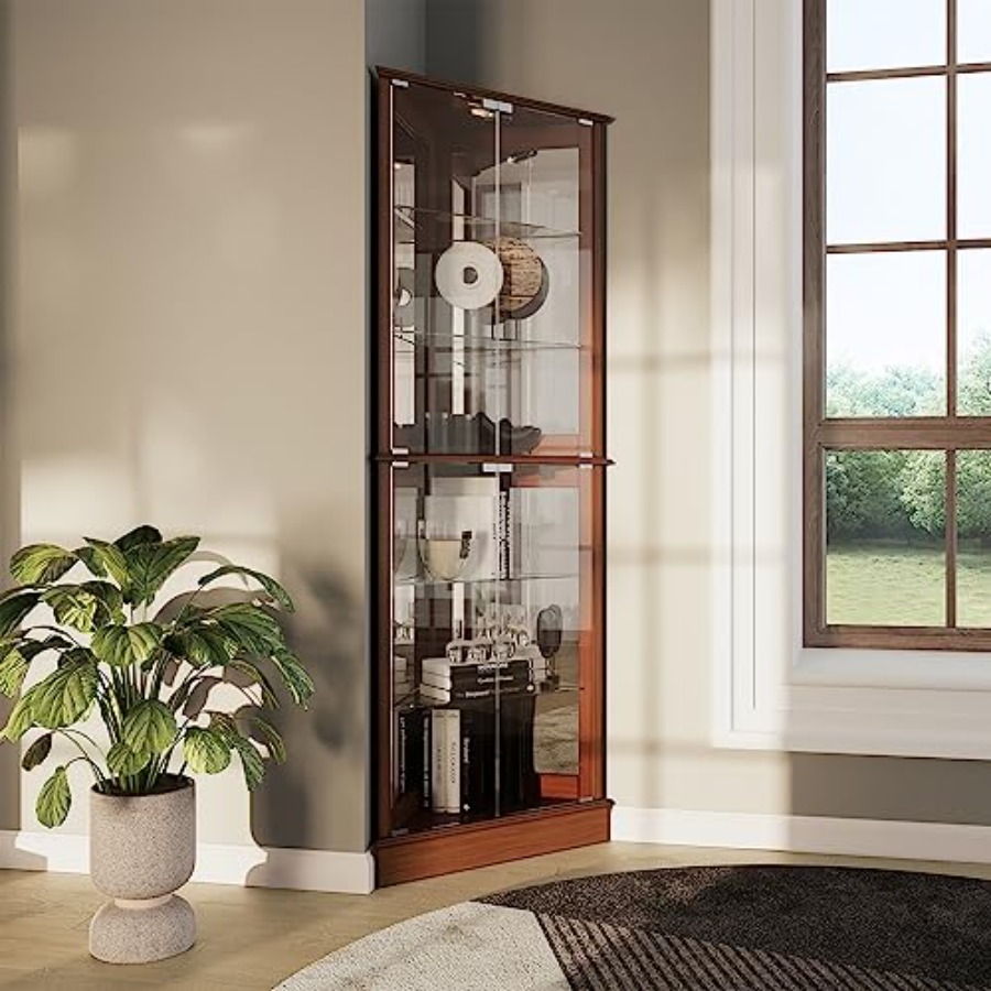 Lighted Corner Display Curio C - Glass Cabinet Display 评论和价格