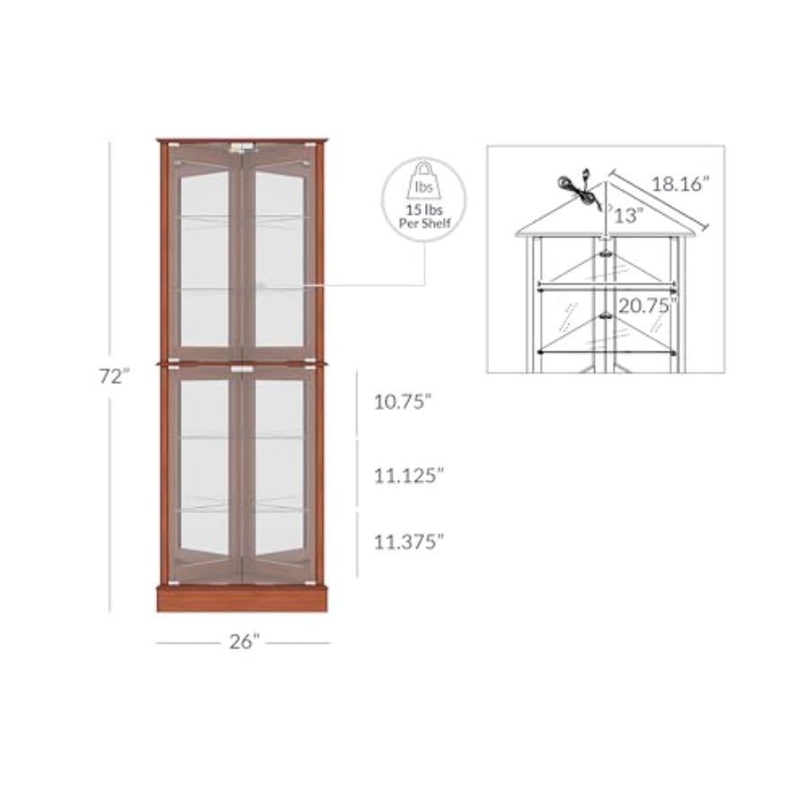 Lighted Corner Display Curio C - Glass Cabinet Display 评论和价格