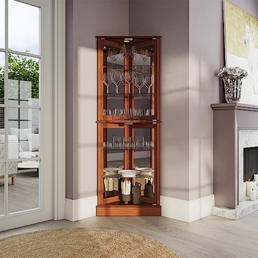 Lighted Corner Display Curio C - Glass Cabinet Display 评论和价格