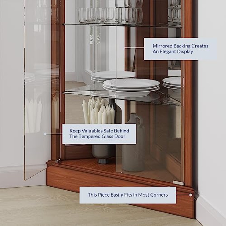 Lighted Corner Display Curio C - Glass Cabinet Display 评论和价格