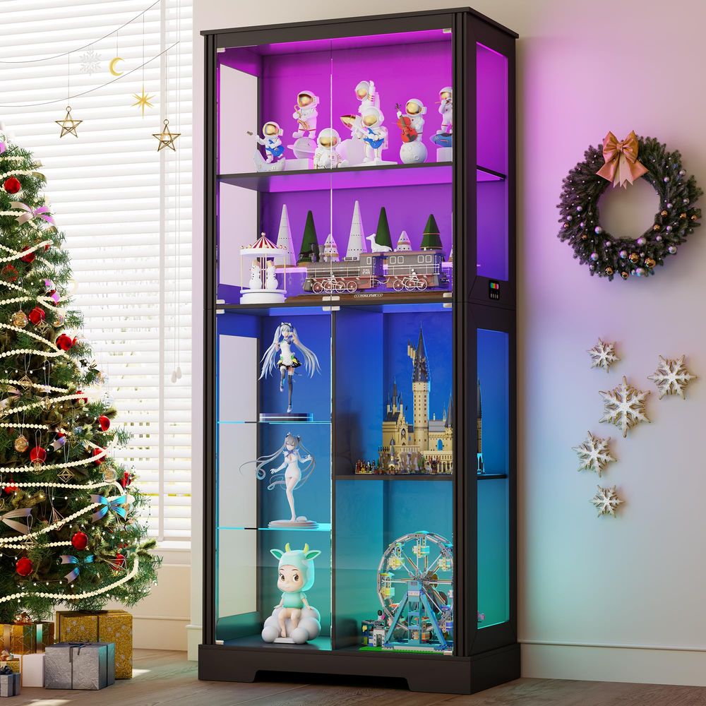 Lighted Corner Display Curio C - Glass Cabinet Display 评论和价格