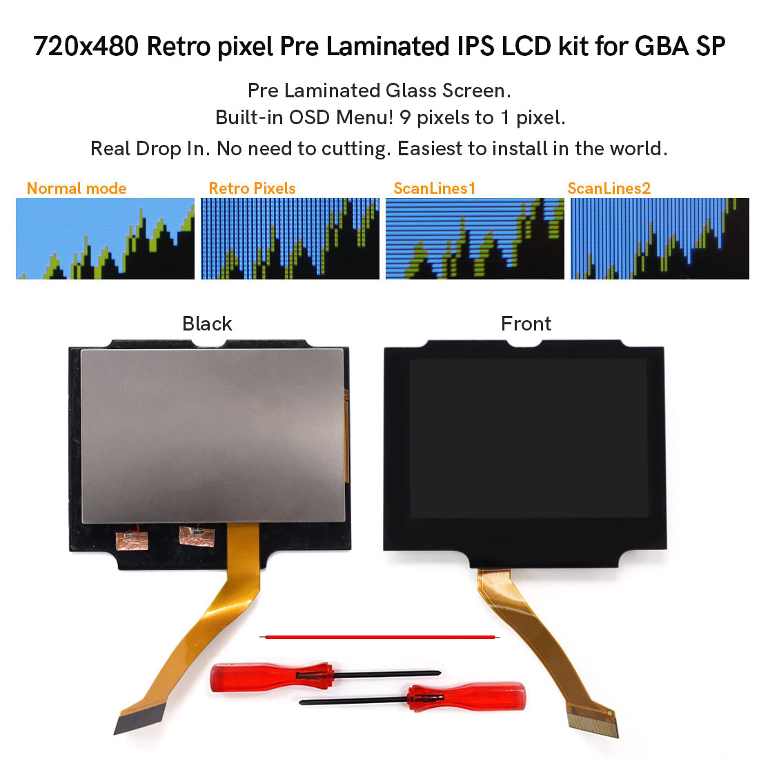 For  GBA SP V5  720x480 Retro  - Lcd Screen Arcade 评论和价格