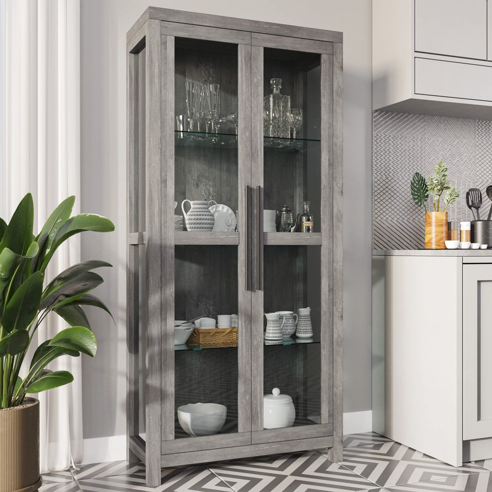 Glass Display Cabinet, Tall Cu - Glass Cabinet Display 评论和价格