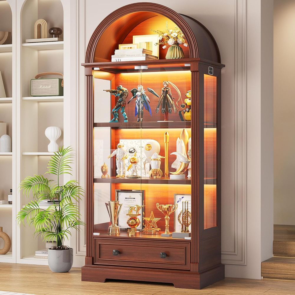Curio Cabinet with Glass Do& L - Glass Cabinet Display 评论和价格