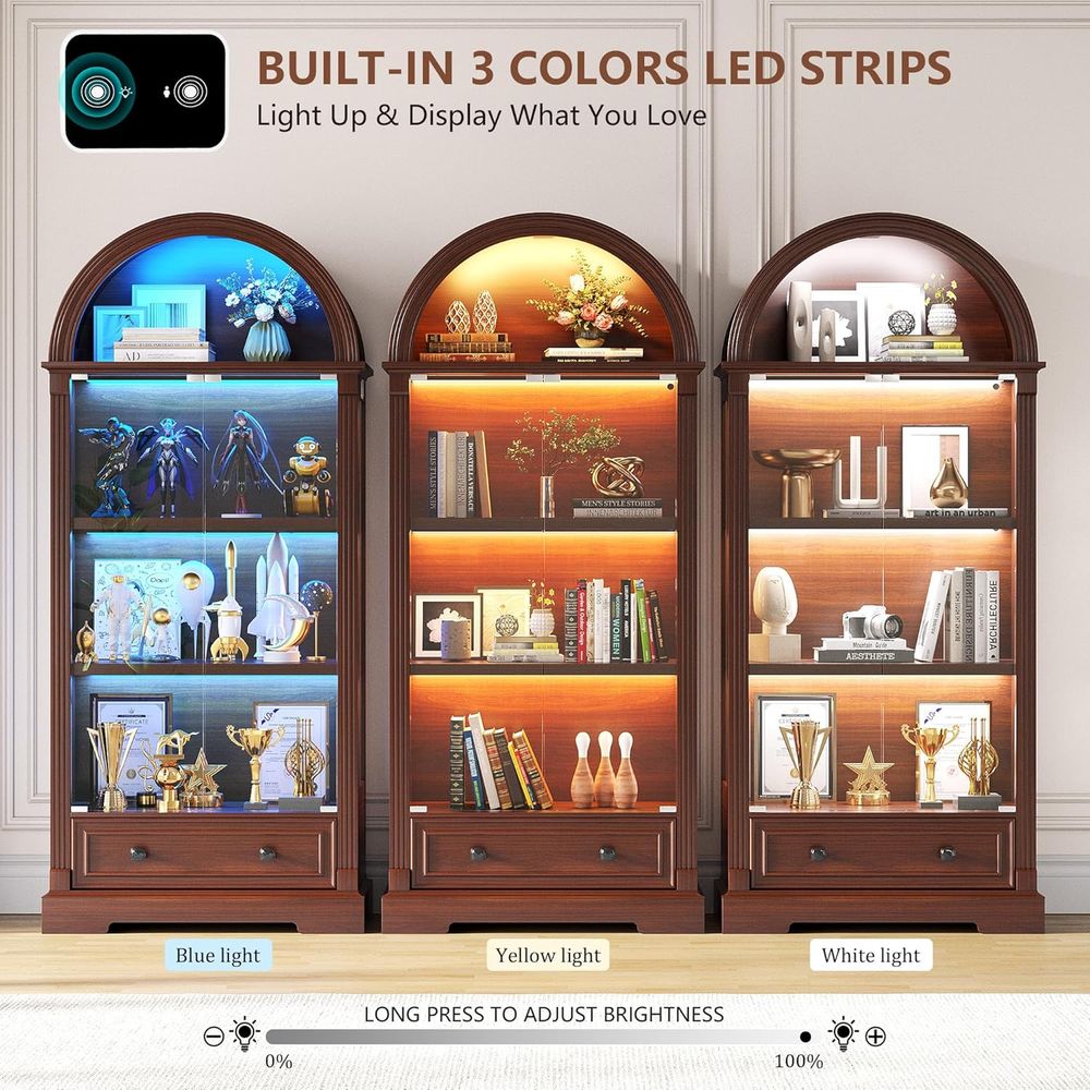 Curio Cabinet with Glass Do& L - Glass Cabinet Display 评论和价格