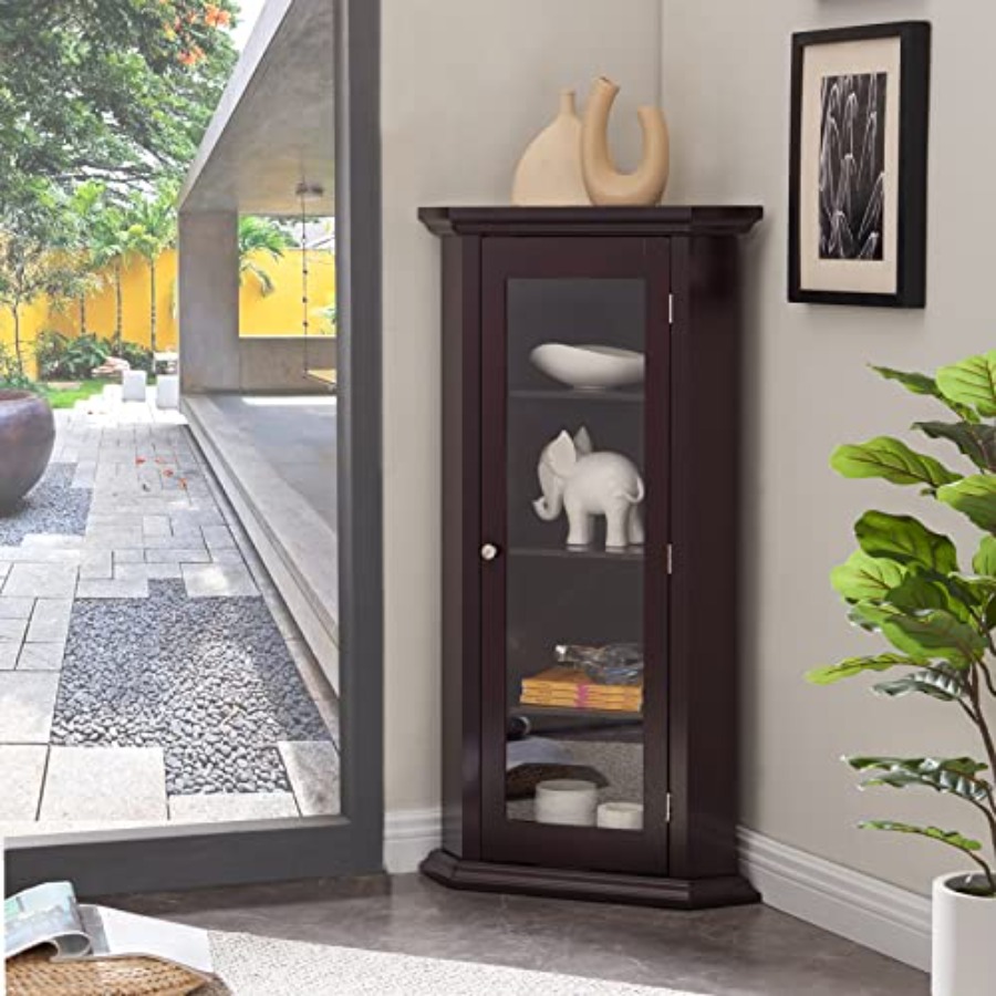 Corner curio display cabinet f - Glass Cabinet Display 评论和价格