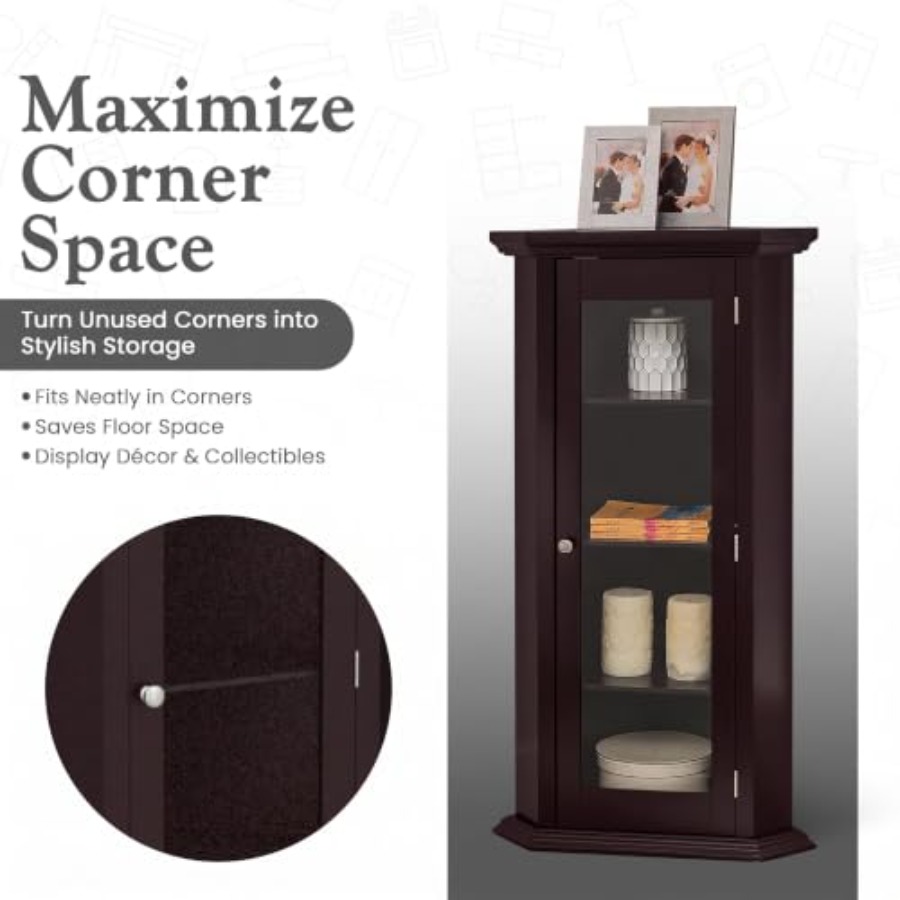 Corner curio display cabinet f - Glass Cabinet Display 评论和价格