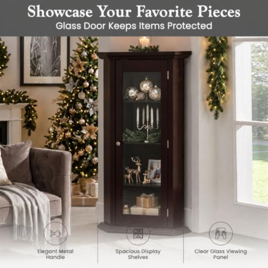 Corner curio display cabinet f - Glass Cabinet Display 评论和价格