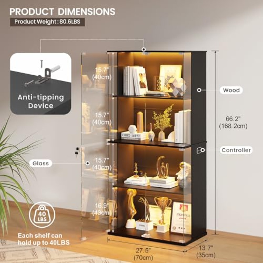 Black Display Cabinet with Gla - Glass Cabinet Display 评论和价格