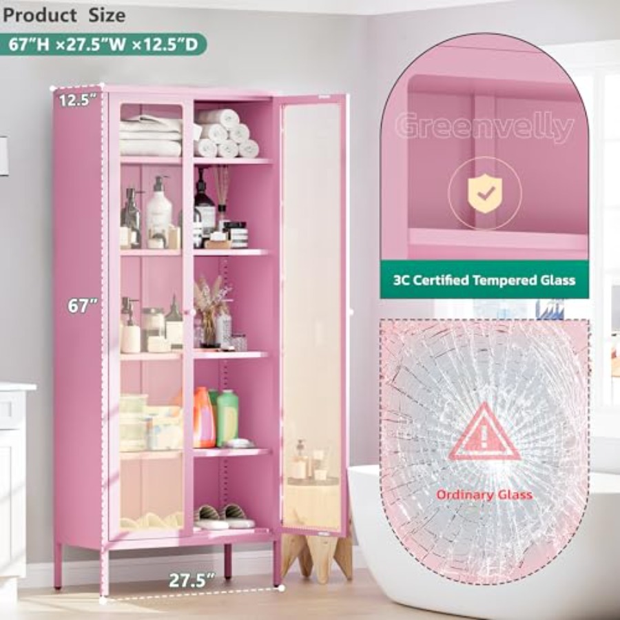 5-Tier Glass Display Cabinet f - Glass Cabinet Display 评论和价格
