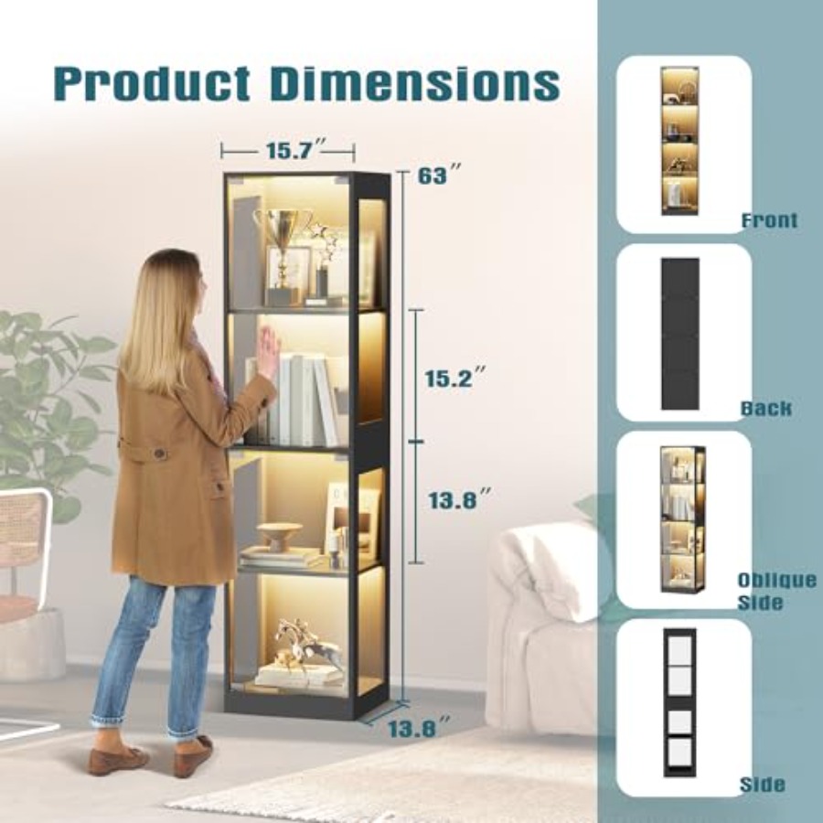 Glass display cabinet with RGB - Glass Cabinet Display 评论和价格