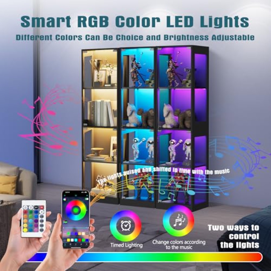 Glass display cabinet with RGB - Glass Cabinet Display 评论和价格