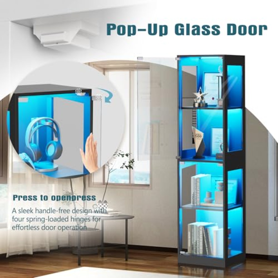 Glass display cabinet with RGB - Glass Cabinet Display 评论和价格