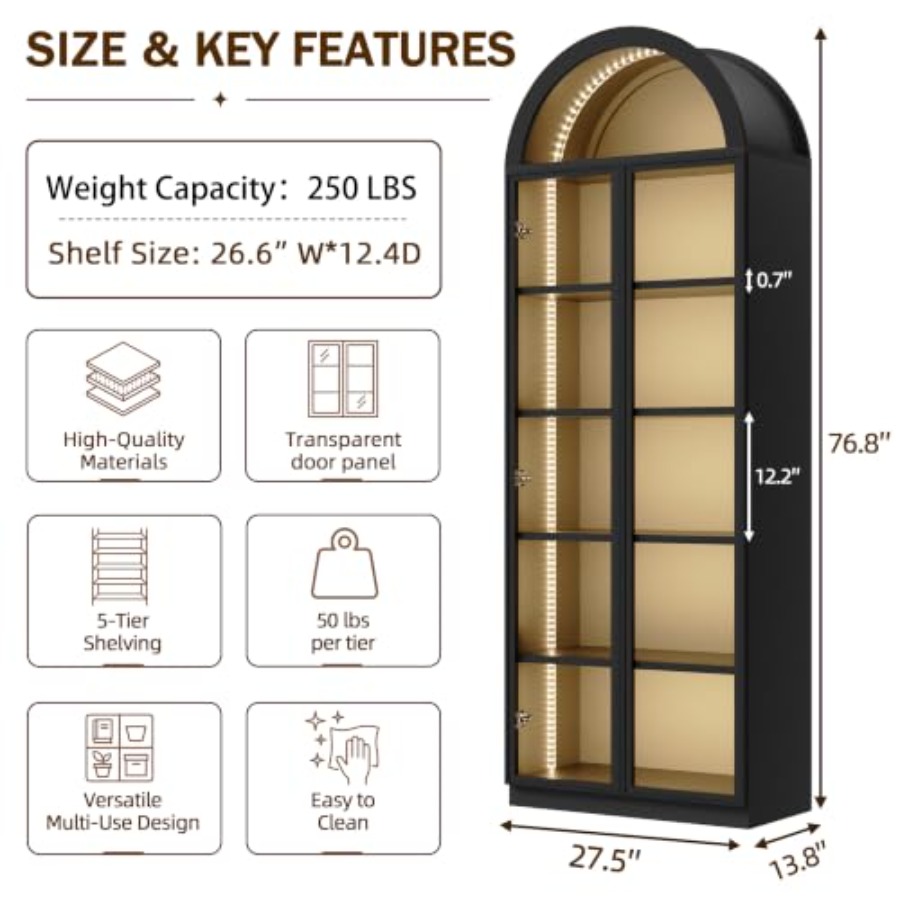 Arch display cabinet for livin - Glass Cabinet Display 评论和价格